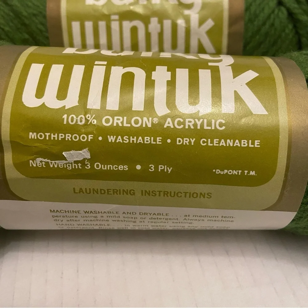 Vintage Bulky Wintuk Rochelle Mothproof 100% Orlon Acrylic Yarn Lot of 2.